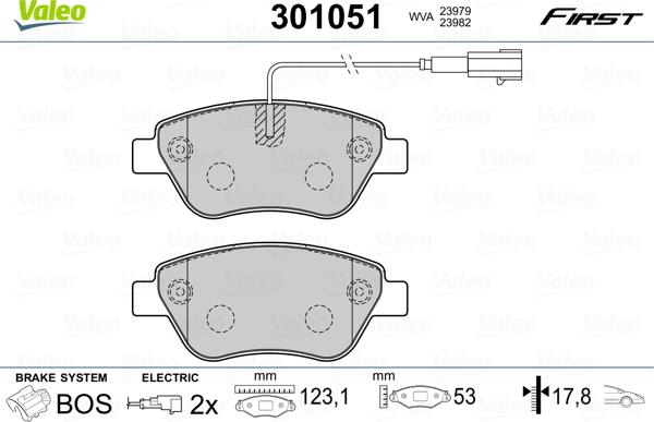 Valeo 301051 - Brake Pad Set, disc brake autospares.lv