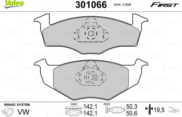 Valeo 301066 - Brake Pad Set, disc brake autospares.lv