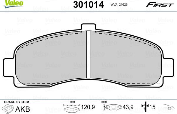 Valeo 301014 - Brake Pad Set, disc brake autospares.lv