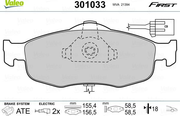 Valeo 301033 - Brake Pad Set, disc brake autospares.lv