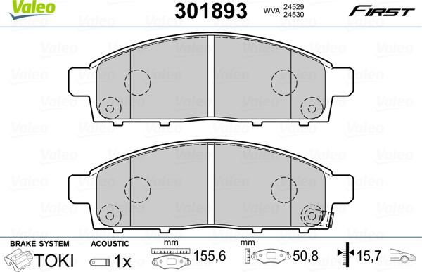 Valeo 301893 - Brake Pad Set, disc brake autospares.lv