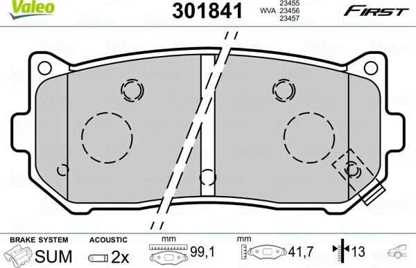 Valeo 301841 - Brake Pad Set, disc brake autospares.lv