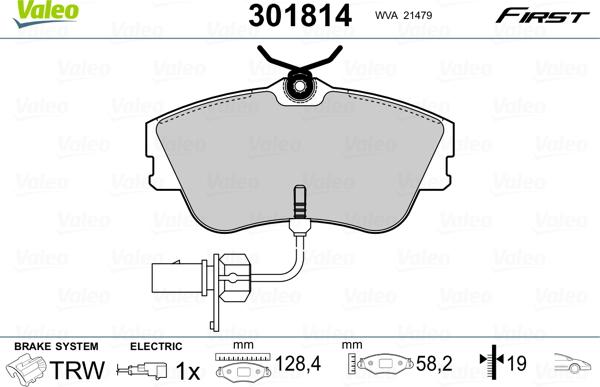 Valeo 301814 - Brake Pad Set, disc brake autospares.lv