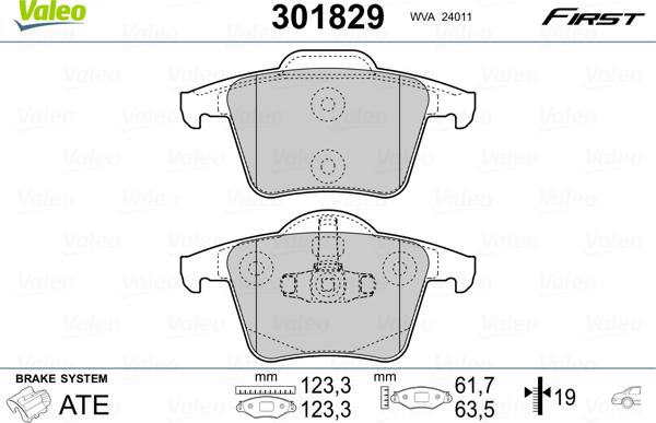 Valeo 301829 - Brake Pad Set, disc brake autospares.lv