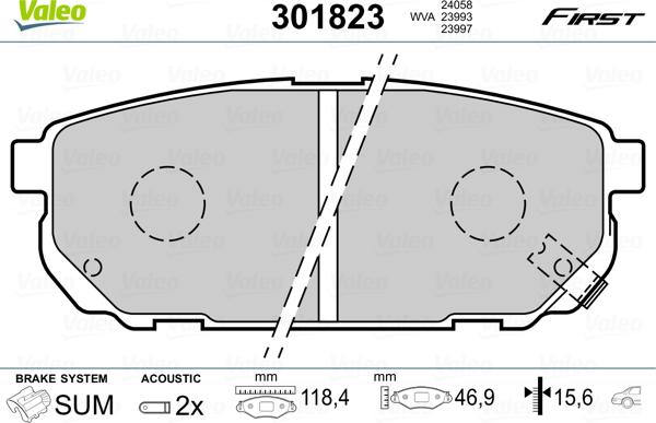 Valeo 301823 - Brake Pad Set, disc brake autospares.lv