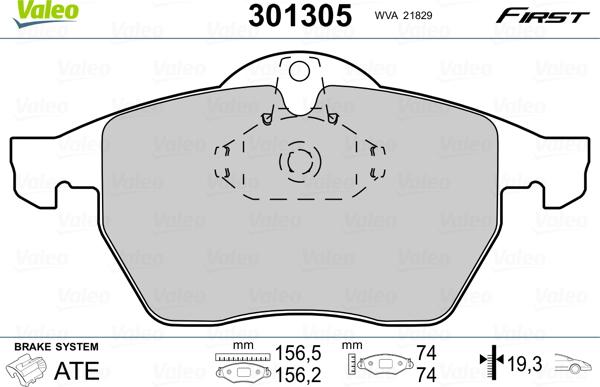 Valeo 301305 - Brake Pad Set, disc brake autospares.lv
