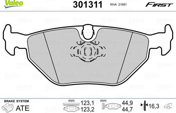 Valeo 301311 - Brake Pad Set, disc brake autospares.lv