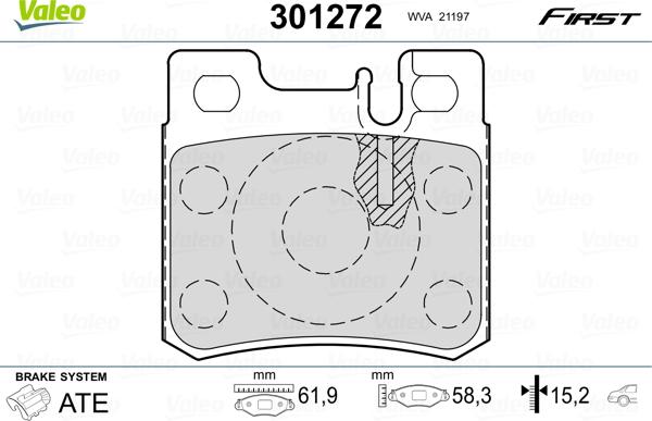 Valeo 301272 - Brake Pad Set, disc brake autospares.lv