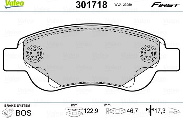 Valeo 301718 - Brake Pad Set, disc brake autospares.lv