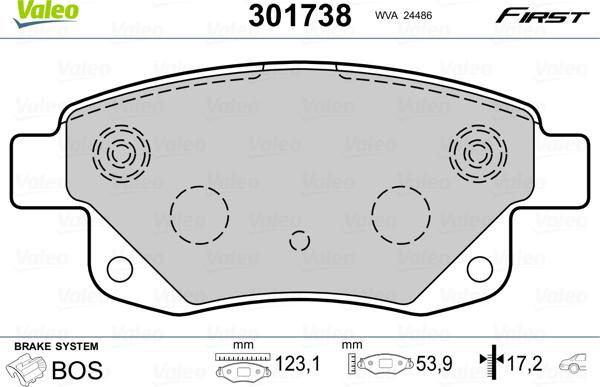 Valeo 301738 - Brake Pad Set, disc brake autospares.lv