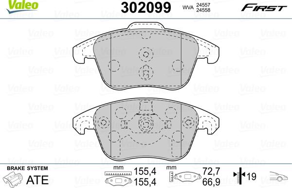 Valeo 302099 - Brake Pad Set, disc brake autospares.lv