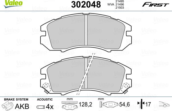 Valeo 302048 - Brake Pad Set, disc brake autospares.lv