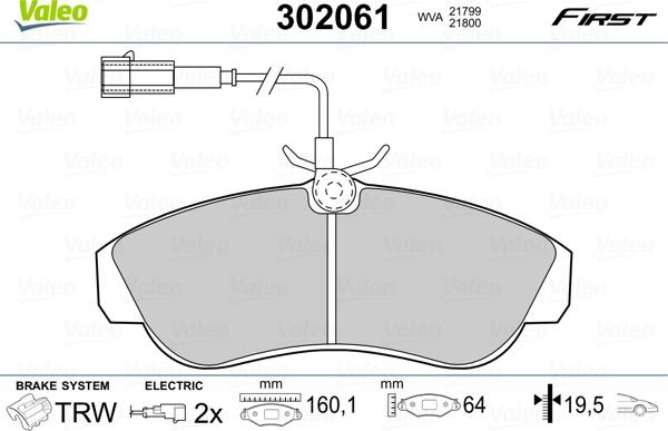 Valeo 302061 - Brake Pad Set, disc brake autospares.lv