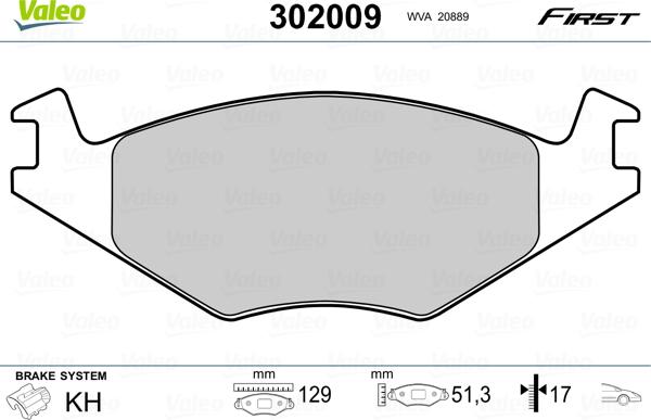 Valeo 302009 - Brake Pad Set, disc brake autospares.lv