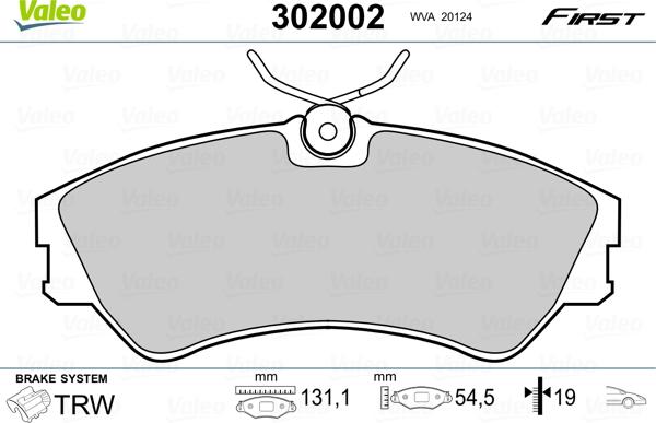 Valeo 302002 - Brake Pad Set, disc brake autospares.lv