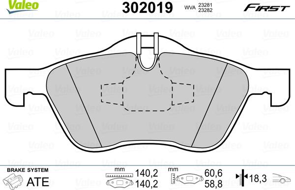 Valeo 302019 - Brake Pad Set, disc brake autospares.lv