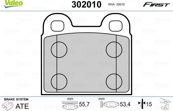 Valeo 302010 - Brake Pad Set, disc brake autospares.lv