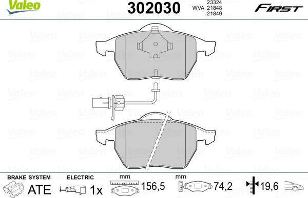 Valeo 302030 - Brake Pad Set, disc brake autospares.lv