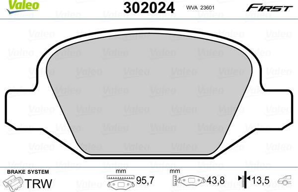 Valeo 302024 - Brake Pad Set, disc brake autospares.lv