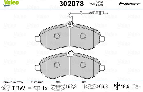 Valeo 302078 - Brake Pad Set, disc brake autospares.lv