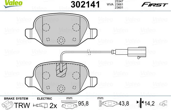 Valeo 302141 - Brake Pad Set, disc brake autospares.lv