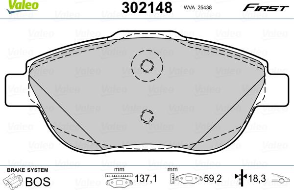 Valeo 302148 - Brake Pad Set, disc brake autospares.lv