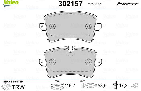 Valeo 302157 - Brake Pad Set, disc brake autospares.lv