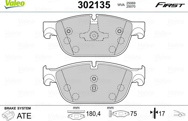 Valeo 302135 - Brake Pad Set, disc brake autospares.lv