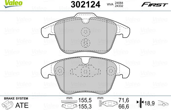 Valeo 302124 - Brake Pad Set, disc brake autospares.lv