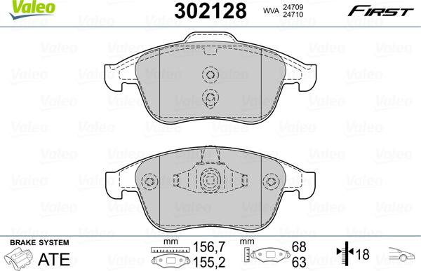 Valeo 302128 - Brake Pad Set, disc brake autospares.lv