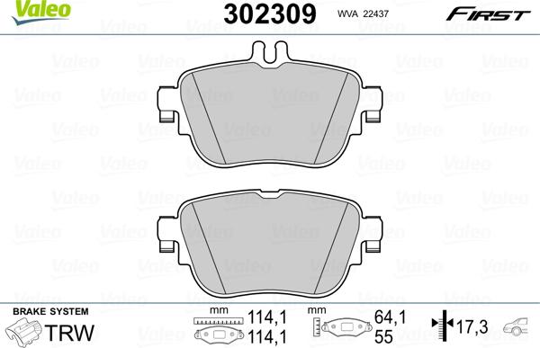 Valeo 302309 - Brake Pad Set, disc brake autospares.lv