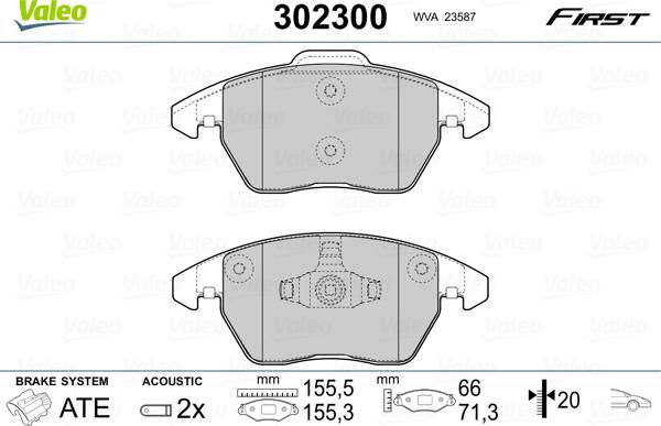 Valeo 302300 - Brake Pad Set, disc brake autospares.lv