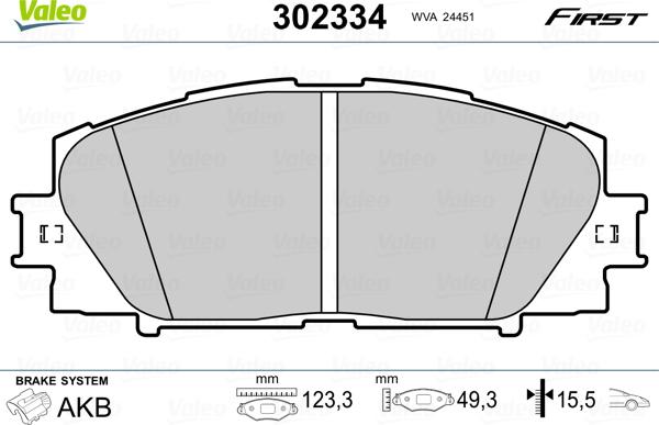 Valeo 302334 - Brake Pad Set, disc brake autospares.lv