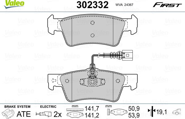 Valeo 302332 - Brake Pad Set, disc brake autospares.lv