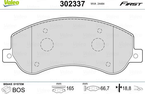 Valeo 302337 - Brake Pad Set, disc brake autospares.lv