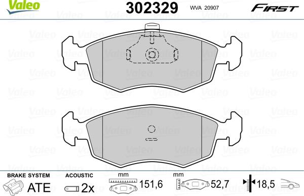 Valeo 302329 - Brake Pad Set, disc brake autospares.lv