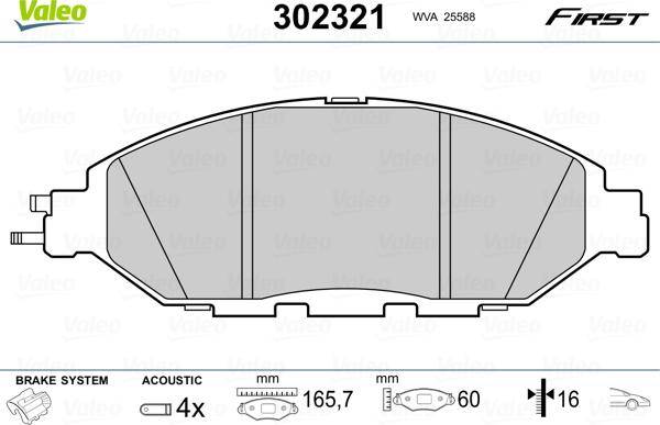 Valeo 302321 - Brake Pad Set, disc brake autospares.lv