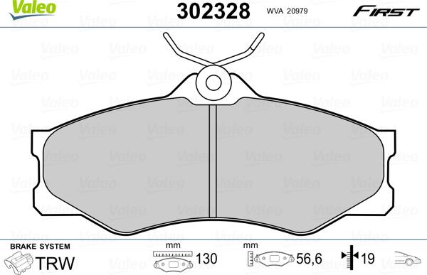 Valeo 302328 - Brake Pad Set, disc brake autospares.lv