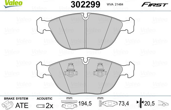 Valeo 302299 - Brake Pad Set, disc brake autospares.lv