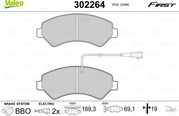 Valeo 302264 - Brake Pad Set, disc brake autospares.lv