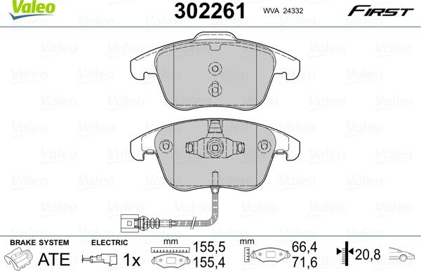 Valeo 302261 - Brake Pad Set, disc brake autospares.lv