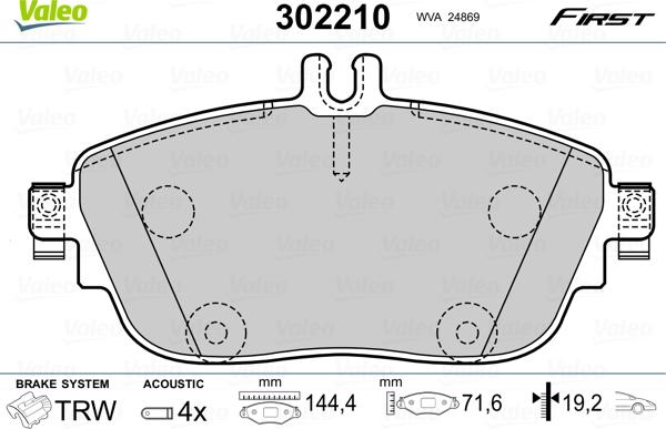 Valeo 302210 - Brake Pad Set, disc brake autospares.lv