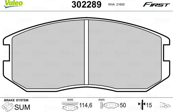 Valeo 302289 - Brake Pad Set, disc brake autospares.lv