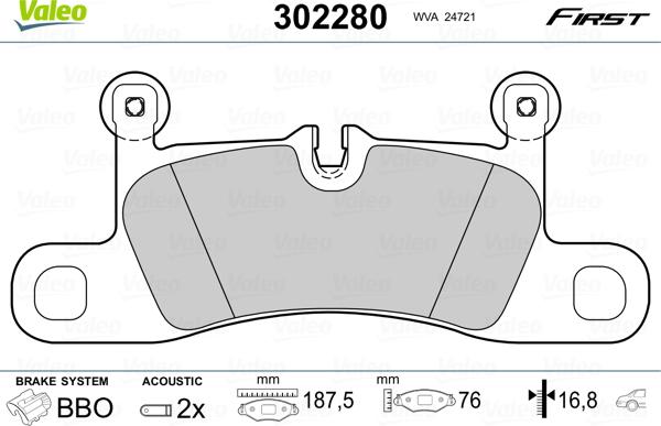 Valeo 302280 - Brake Pad Set, disc brake autospares.lv