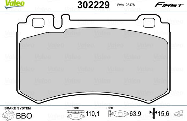 Valeo 302229 - Brake Pad Set, disc brake autospares.lv