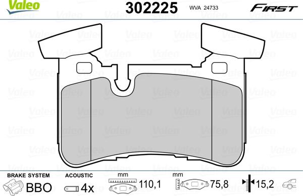 Valeo 302225 - Brake Pad Set, disc brake autospares.lv