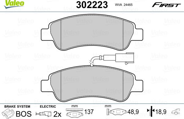 Valeo 302223 - Brake Pad Set, disc brake autospares.lv