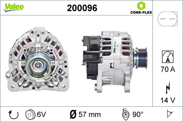 Valeo 200096 - Alternator autospares.lv