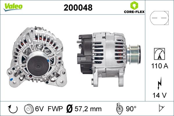 Valeo 200048 - Alternator autospares.lv