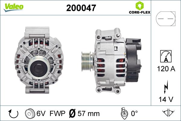 Valeo 200047 - Alternator autospares.lv